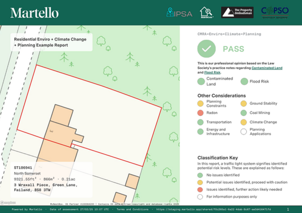 Residential Environmental report with Climate and Planning data - Martello