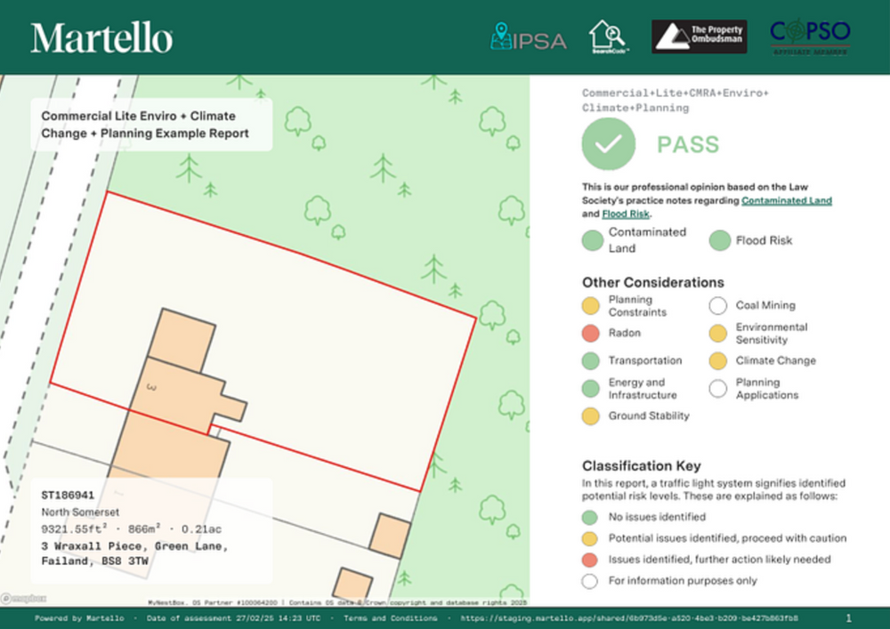 Environmental Report Commercial Lite with Planning and Climate Data - Martello