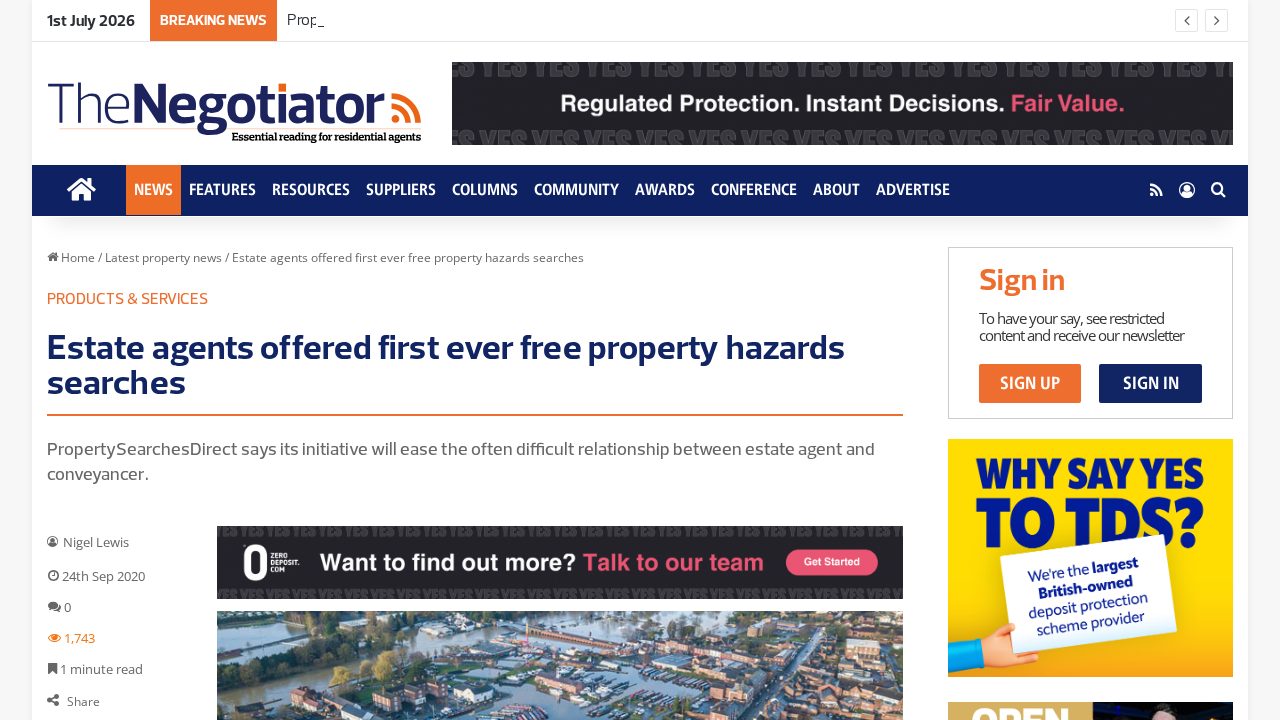Estate agents offered first ever free property hazards searches