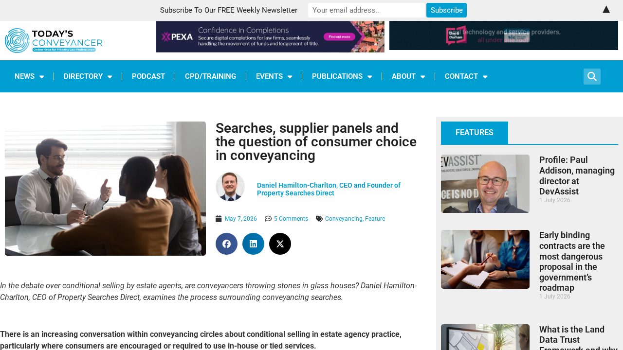 Searches, supplier panels and the question of consumer choice in conveyancing